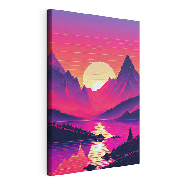 Cuadros Puesta de sol sobre un sereno lago de montaña