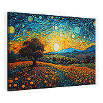Cuadros Una puesta de sol llena de colorido sobre un paisaje ondulado