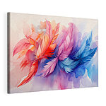 Cuadros Plumas de colores sobre una salpicadura de acuarela