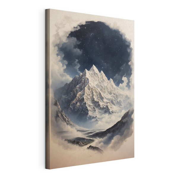 Cuadros Montaña con nubes y estrellas