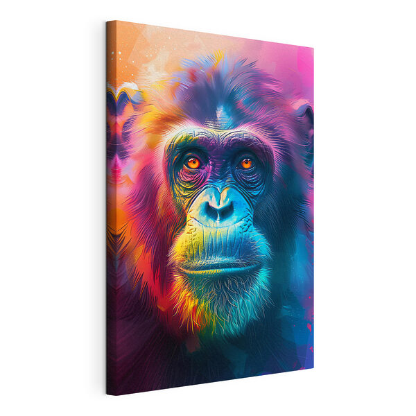 Cuadros Retrato de un gorila lleno de color e intensidad