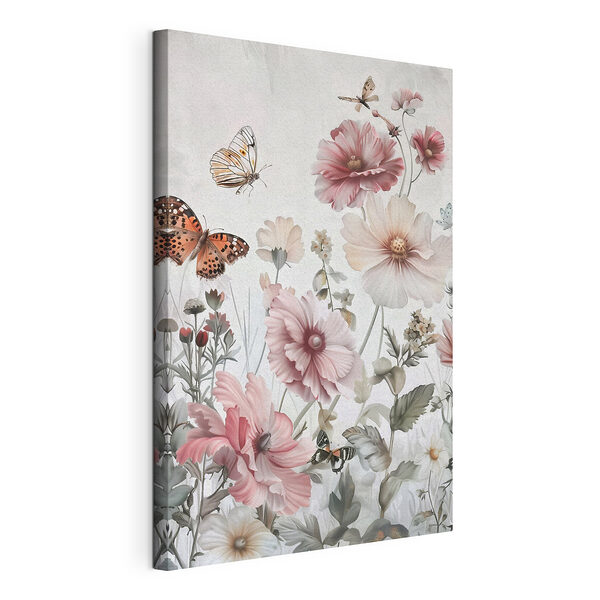 Cuadros Las mariposas revolotean entre las flores en flor
