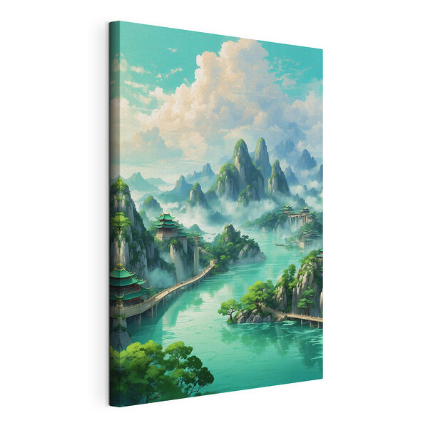 Cuadros Paisaje de montañas y una masa de agua