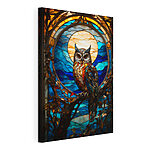 Cuadros Búho en un vitral a la luz de la luna