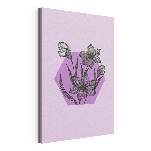 Cuadros Dibujo de flores sobre un fondo morado