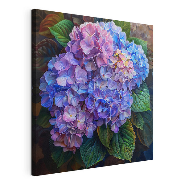 Hortensias de colores vivos con hojas de un verde intenso Cuadros Hortensias de colores vivos con hojas de un verde intenso