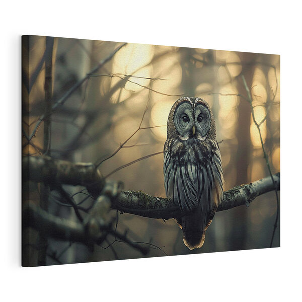 Cuadros Un búho posado en una rama (SKU: s38248) Cuadros Cuadros Un búho posado en una rama (SKU: s38248)
