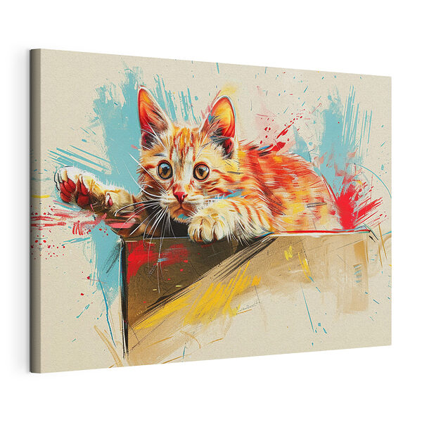 Cuadros Un gatito asoma la cabeza con aire juguetón desde la caja (SKU: s38252) Cuadros Cuadros Un gatito asoma la cabeza con aire juguetón desde la caja (SKU: s38252)