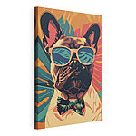 Cuadros Perro con gafas de sol y pajarita