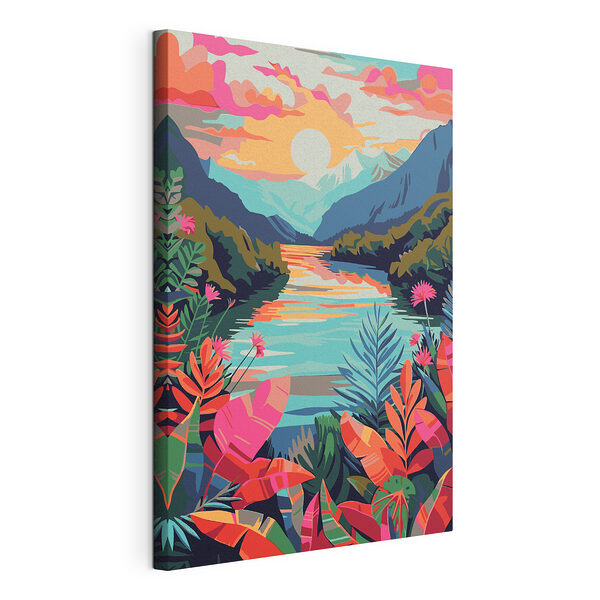Cuadros Paisaje lleno de vida con un cielo colorido