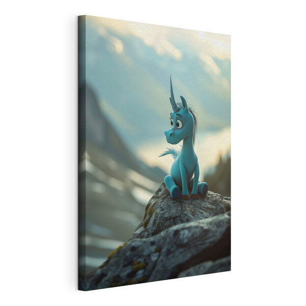 Cuadros Dibujo de un unicornio azul sentado sobre una roca (SKU: s38274) Cuadros Cuadros Dibujo de un unicornio azul sentado sobre una roca (SKU: s38274)
