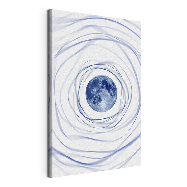 Cuadros Luna azul rodeada de líneas en espiral