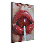 Cuadros Labios rojos saboreando una piruleta