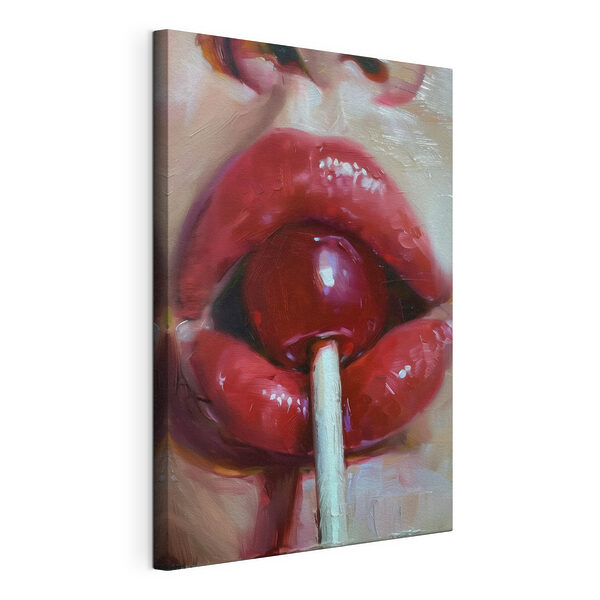 Labios rojos saboreando una piruleta Cuadros Labios rojos saboreando una piruleta