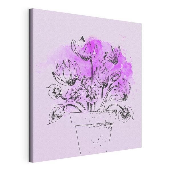 Cuadros Dibujo de flores en una maceta