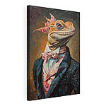 Cuadros Un lagarto muy elegante con un atuendo refinado
