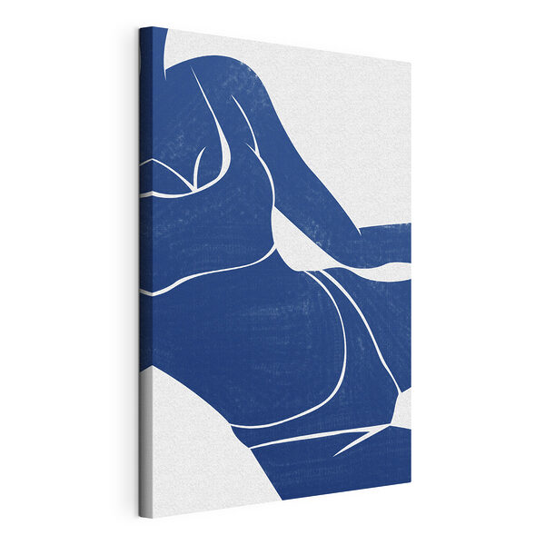 Dibujo en azul y blanco del cuerpo de una mujer Cuadros Dibujo en azul y blanco del cuerpo de una mujer