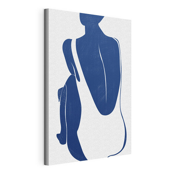 Dibujo en azul y blanco de la espalda de una mujer Cuadros Dibujo en azul y blanco de la espalda de una mujer