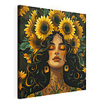 Cuadros Mujer con girasoles en el pelo