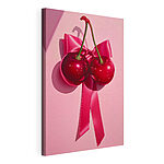 Cuadros Cerezas con un lazo rosa intenso