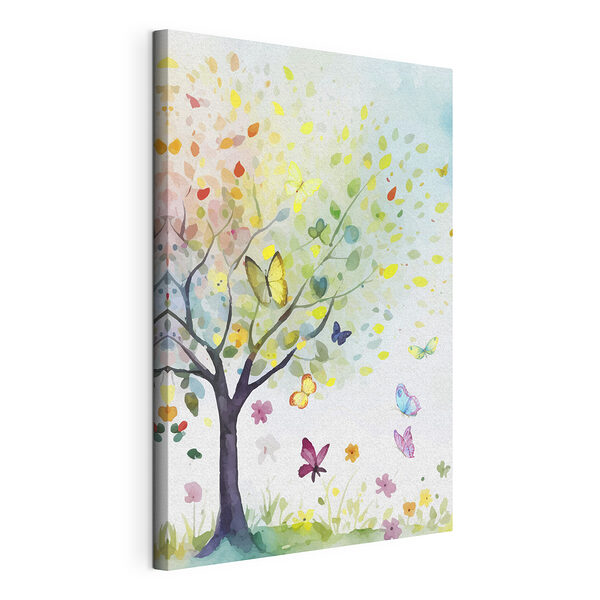 Cuadros Árbol con mariposas y hojas de colores