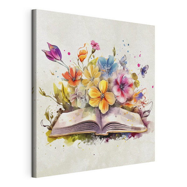 Cuadros Flores que brotan de un libro abierto
