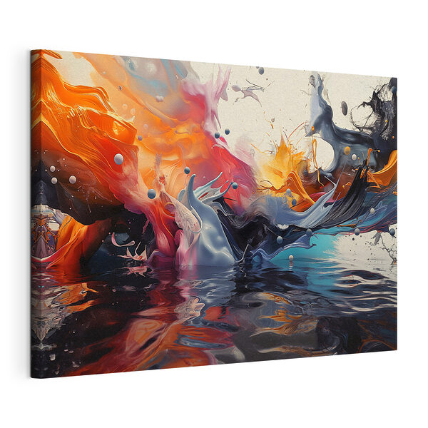 Cuadros Las salpicaduras de pintura de vivos colores se funden con los reflejos