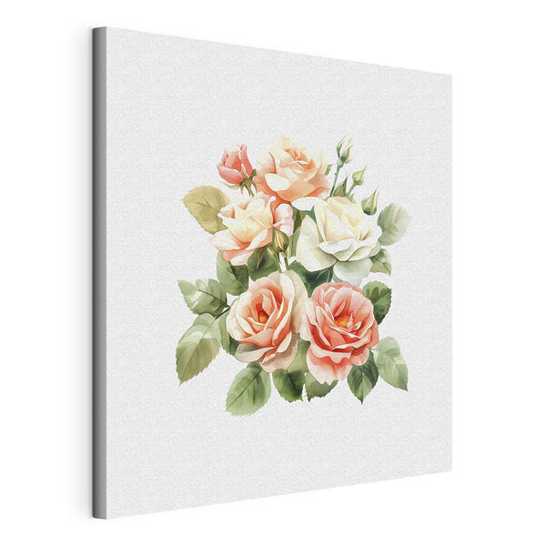 Elegantes rosas y hojas pintadas en acuarela Cuadros Elegantes rosas y hojas pintadas en acuarela