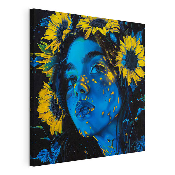 Cuadros Mujer con girasoles en el pelo