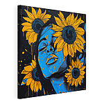 Cuadros Cuadro de una mujer con girasoles