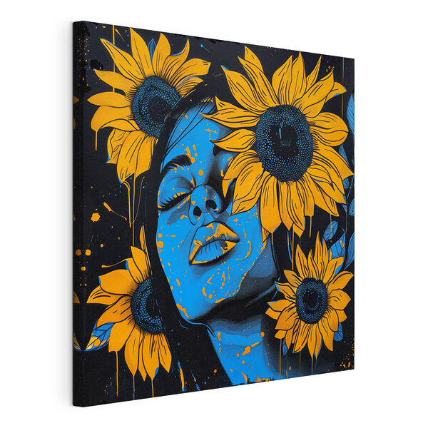 Cuadros Cuadro de una mujer con girasoles