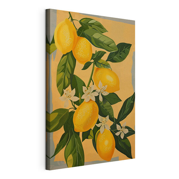 Cuadros Fruta amarilla con hojas verdes