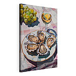 Cuadros Un plato de ostras y una copa de vino