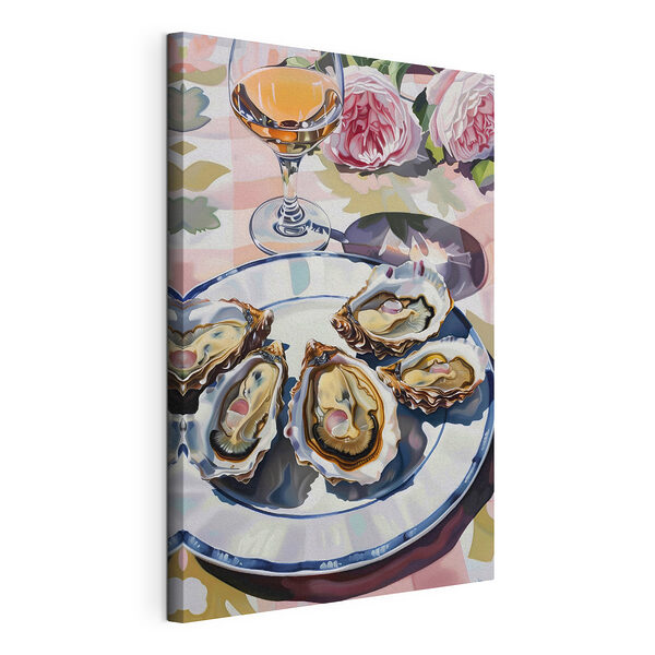 Cuadros Plato de ostras sobre una mesa