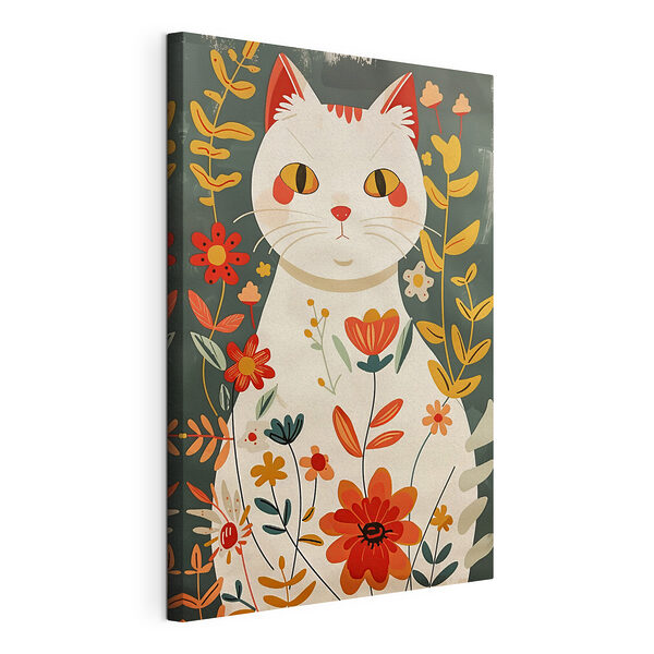 Gato rodeado de flores de colores Cuadros Gato rodeado de flores de colores