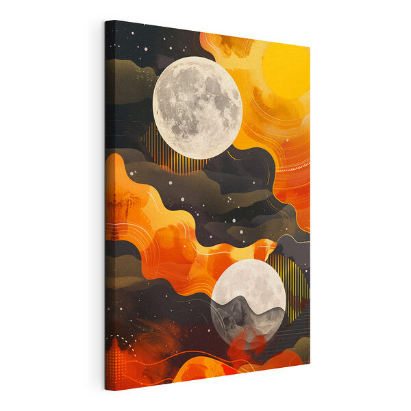 Cuadros Luna llena sobre un fondo negro y naranja