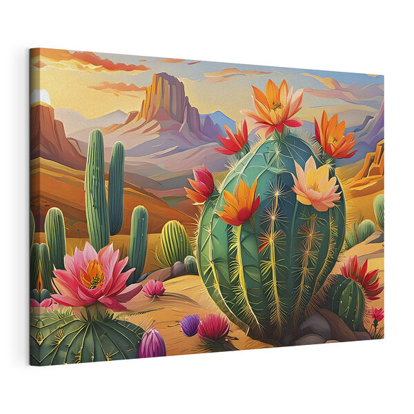 El desierto florece bajo un cielo de atardecer lleno de colores vivos Cuadros El desierto florece bajo un cielo de atardecer lleno de colores vivos