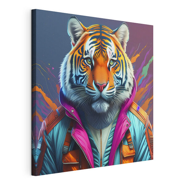 Un tigre con un atuendo llamativo y colorido Cuadros Un tigre con un atuendo llamativo y colorido