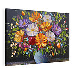 Cuadros Flores de colores en un jarrón turquesa