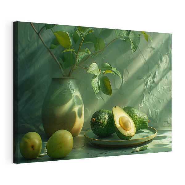Cuadros Un aguacate y un jarrón bajo una luz suave