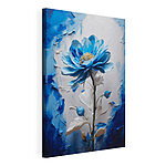Cuadros Flor azul con hojas blancas