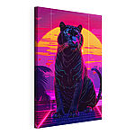 Cuadros Tigre negro con luces de neón