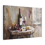 Cuadros Vino, queso y uvas en la mesa