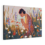 Cuadros Mujer oliendo flores