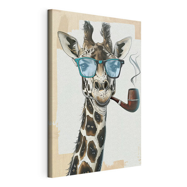 Jirafa con gafas de sol y fumando en pipa Cuadros Jirafa con gafas de sol y fumando en pipa