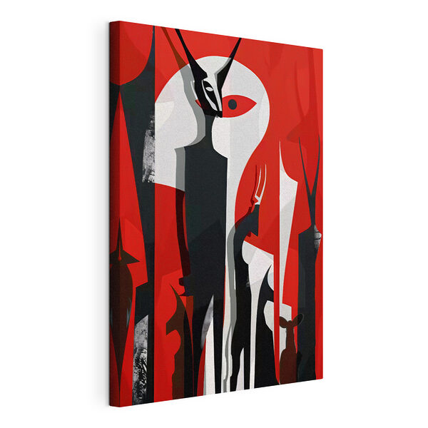 Cuadros Círculo negro sobre fondo rojo