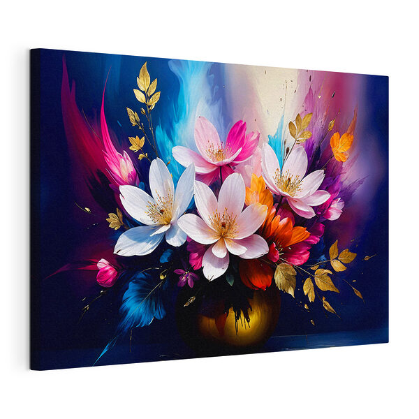 Flores de colores vivos en un jarrón decorativo Cuadros Flores de colores vivos en un jarrón decorativo