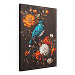 Cuadros Pájaro azul entre flores de colores vivos