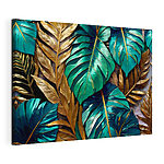 Cuadros Diseño de hojas tropicales con contraste