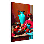 Cuadros Cerámica de colores vivos y exposición de fruta